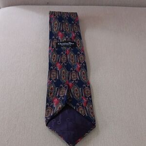 Dior Men's Blue and Red Patterned silk Tie